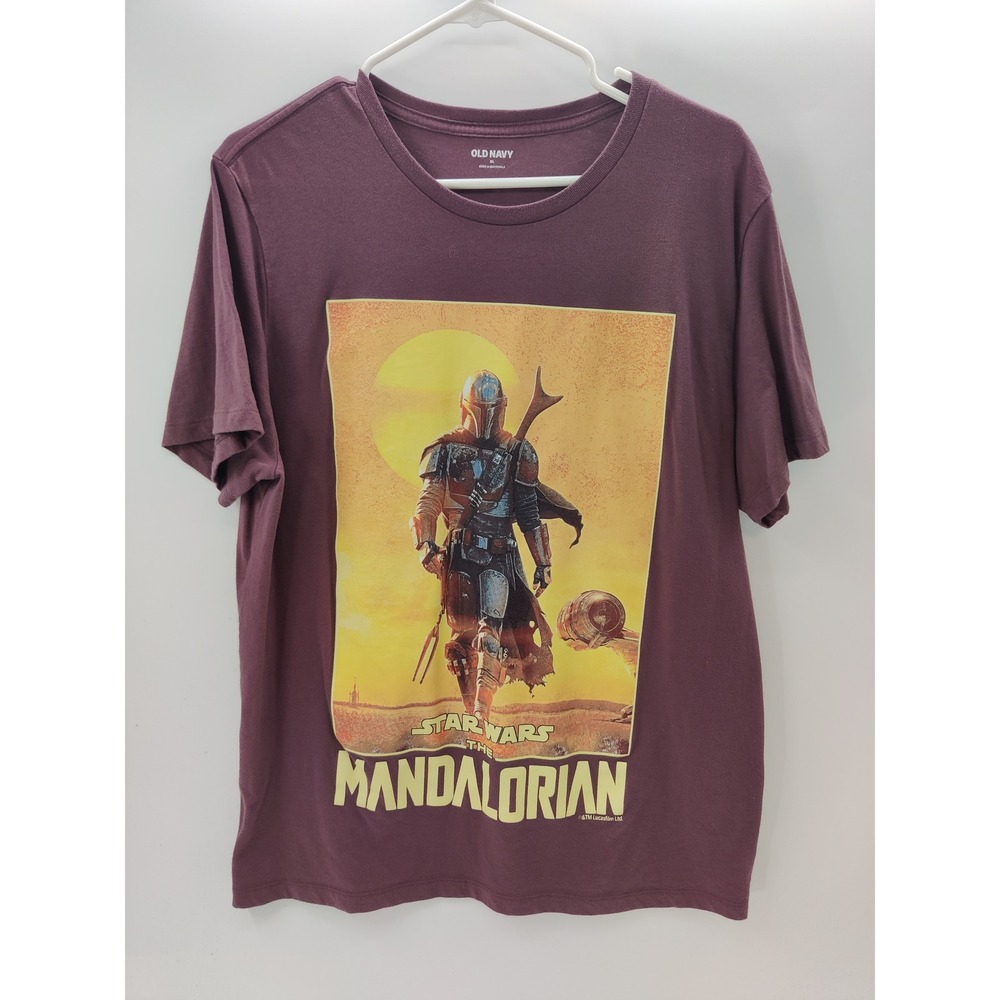 Old Navy Mens‎ Star Wars The Mandalorian Graphic T-Shirt Maroon XL Din Djarin